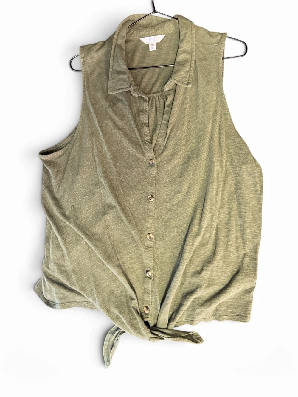 Apt. 9 Sleeveless Tie-Hem Button Front Top in Green